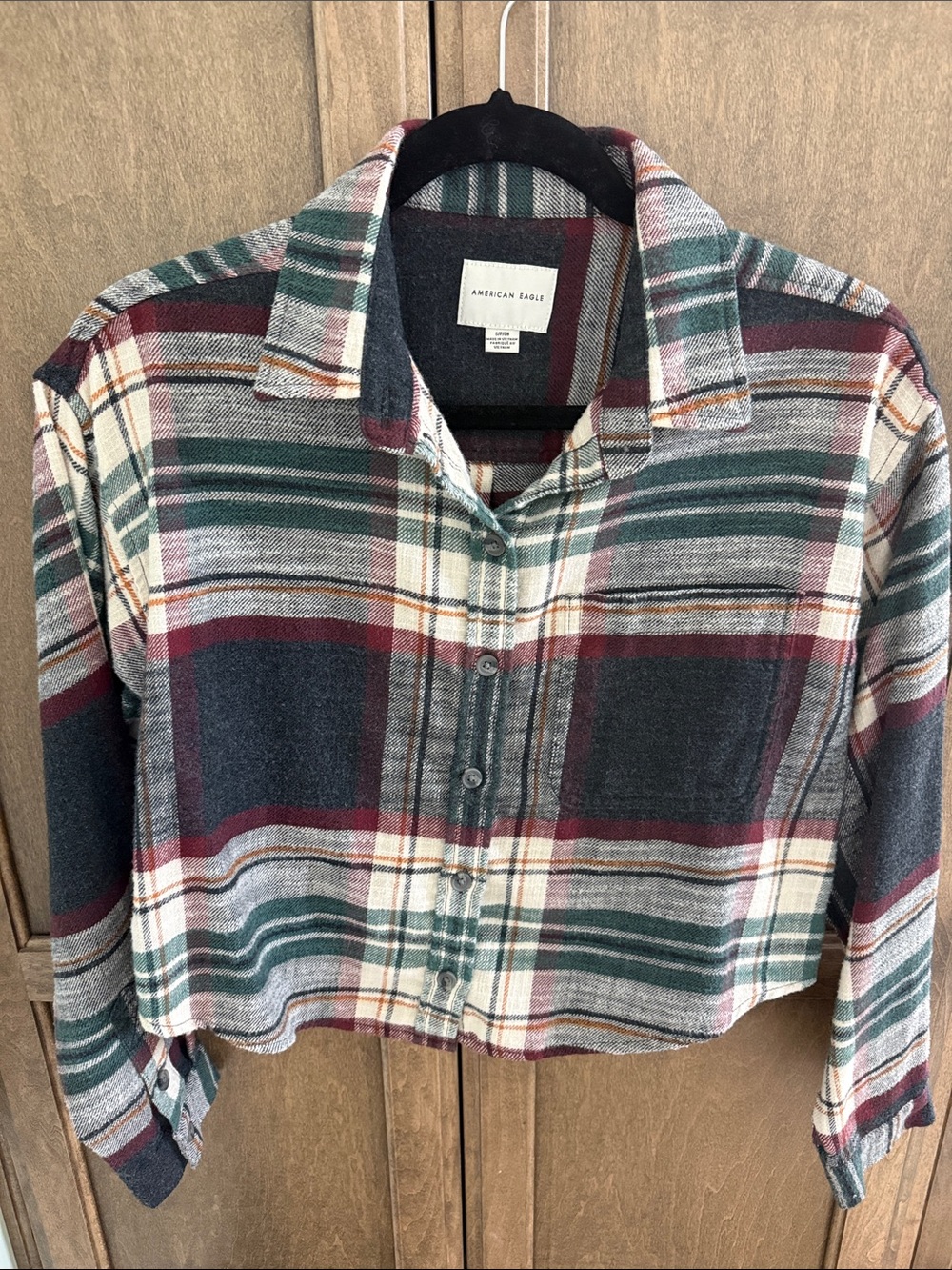 American Eagle Plaid Cropped Flannel